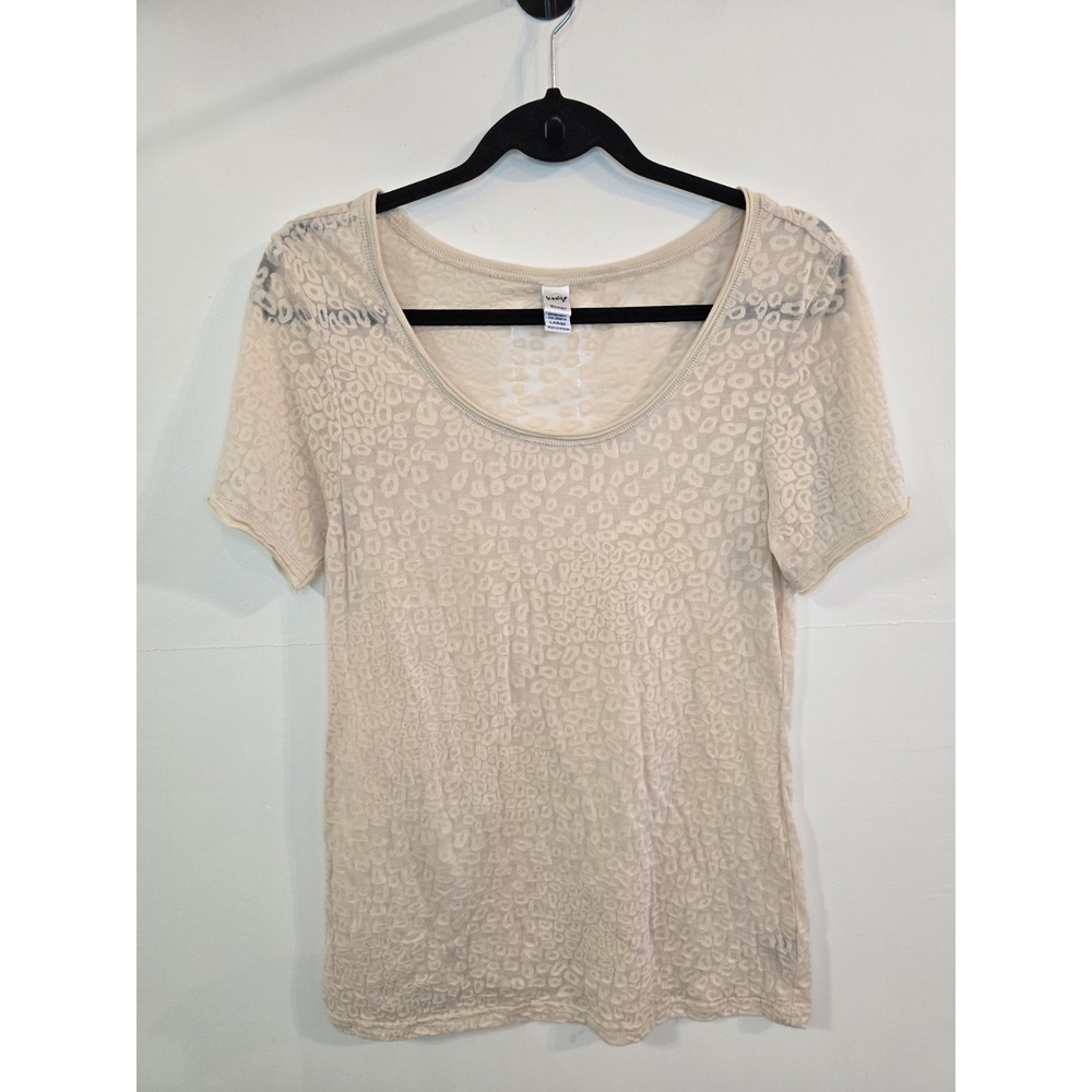 Kavio Sheer Leopard Burnout Tee Large Y2K Minimal Soft‎ Girl Coquette Layering